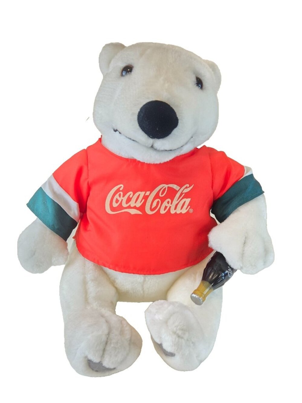 Coca-Cola Polar Bear Plush 7" 1998 Vintage Jersey Coke Bottle Collectible Toy